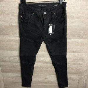 Brave Soul Denim Studio Mens 30R Black Denim Biker